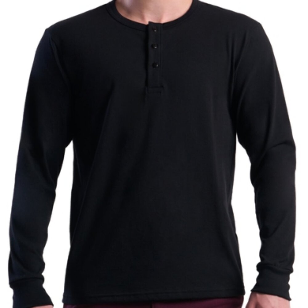 Unisex Organic Cotton Black Henley Top